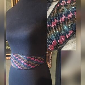 Lindsey Blake Beaded Vintage Waist Belt 32"